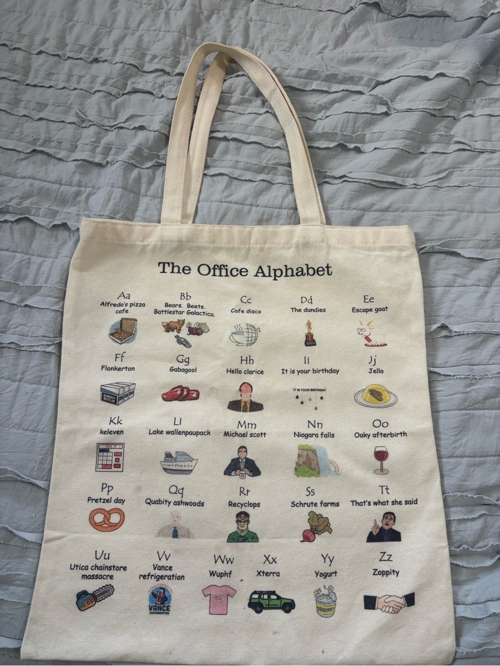 The Office Alphabet Canvas Tote Bag - Cream